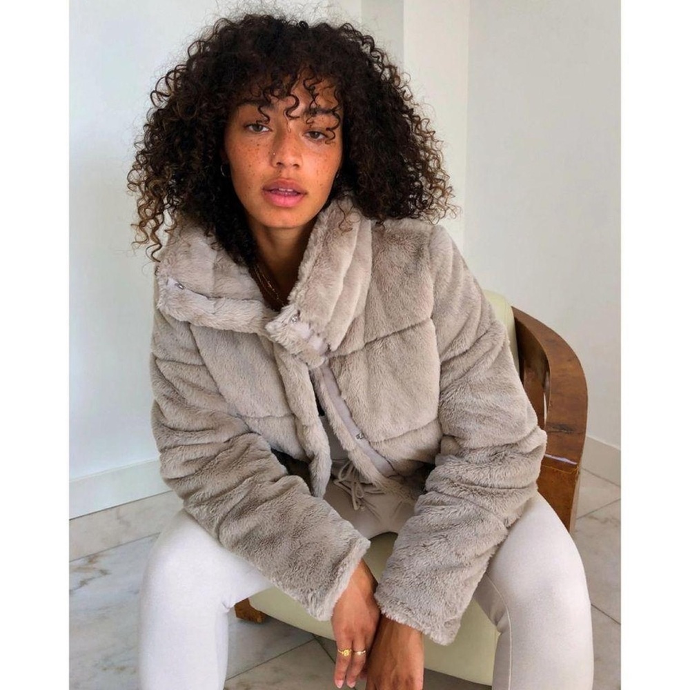 Abercrombie Fitch Grey Fur Mini Puffer